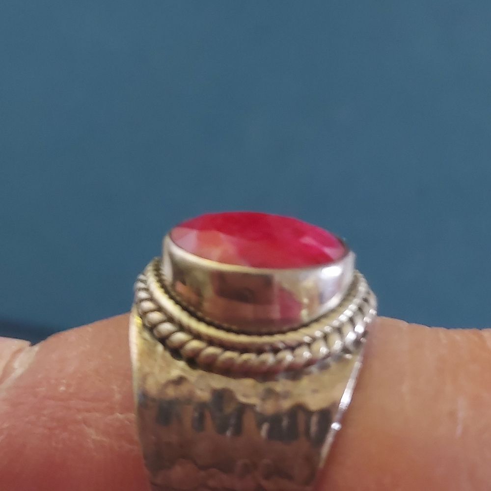 Silver 925 Indian Ruby Ring - image 3